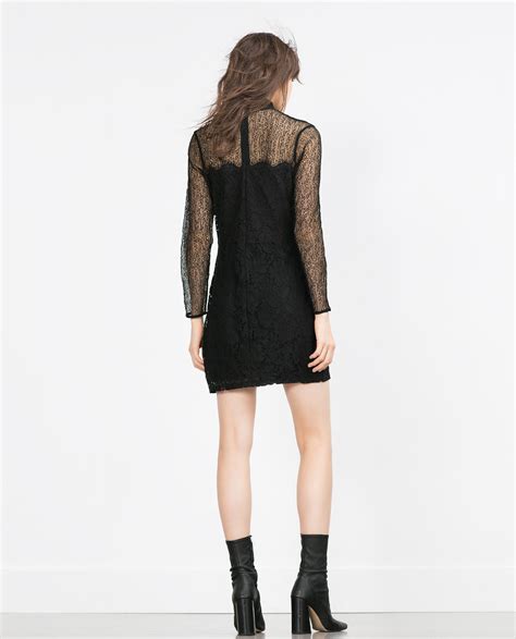 black lace zara dress|black slip dress with lace.